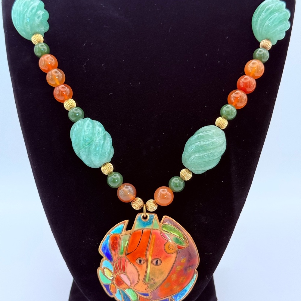 Signed David Kuo Necklace with Champleve Enamel Pendant